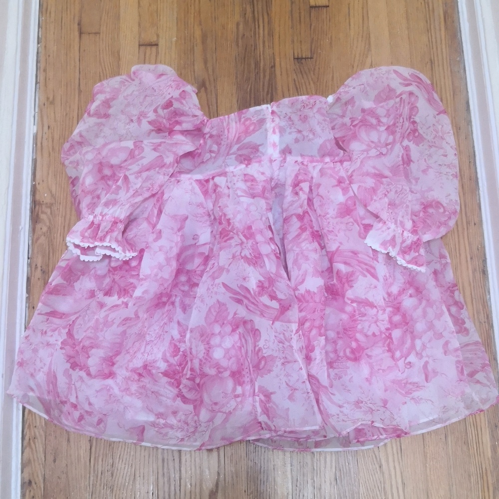 Selkie Pink Floral Puff Sleeve Mini Dress - Picture 4 of 7